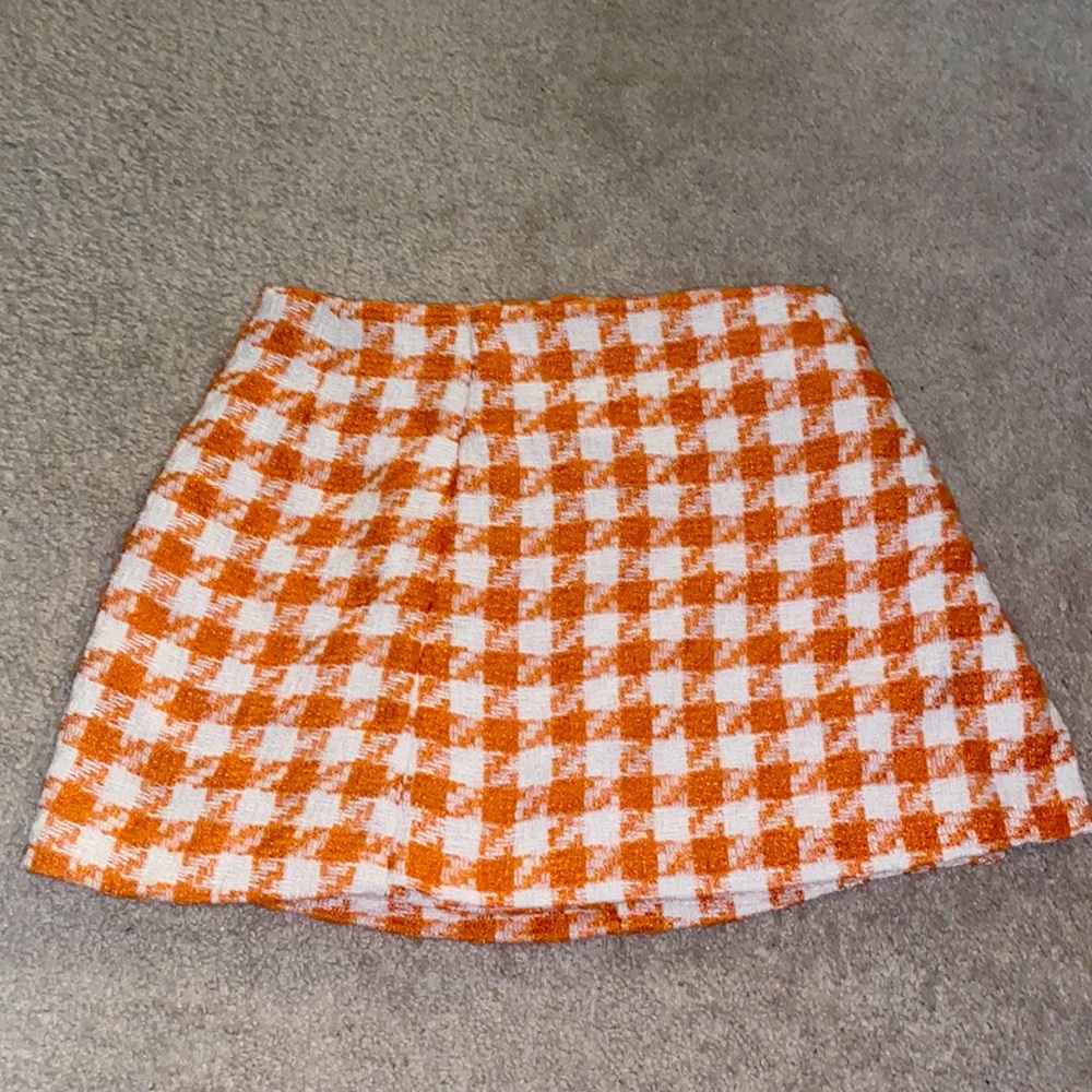 Orange and White H&M Mini Skirt